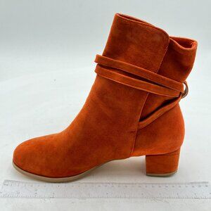 Brown Women Trendy Chunky Heel Ankle Booties Round Toe Strappy Straps Dress Shoe